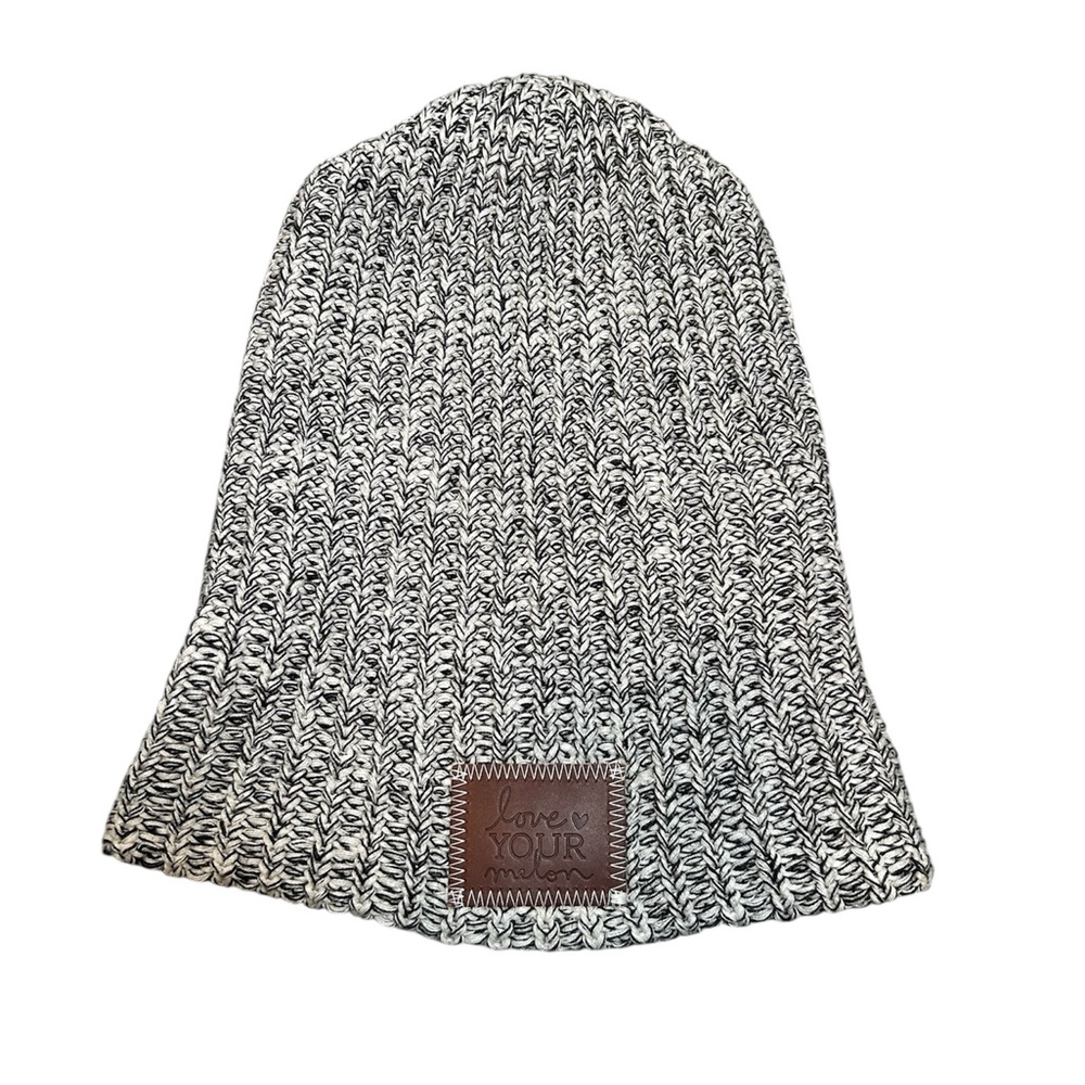 Love Your Melon 100% Cotton Made In USA Grey Black Knit Beanie